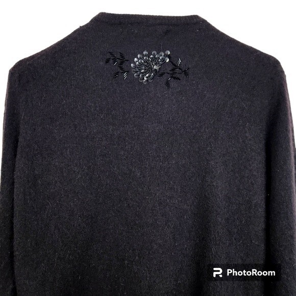 ViVien Forest Vintage Lambswool Angora Blend Beaded Sequin Cardigan Size Small - Picture 4 of 13
